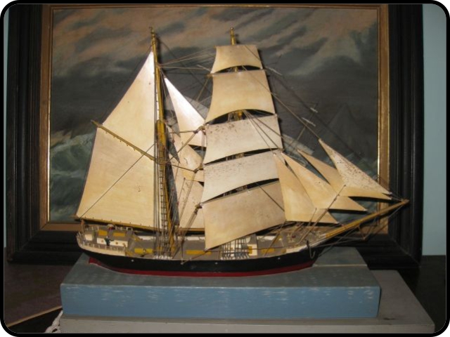 Sailing ship model in parlor