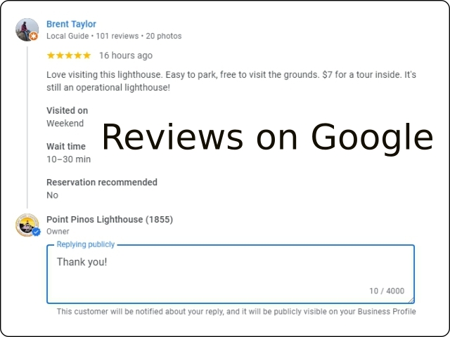 Reviews on Google