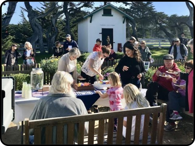 serving the birthday cake to visitors